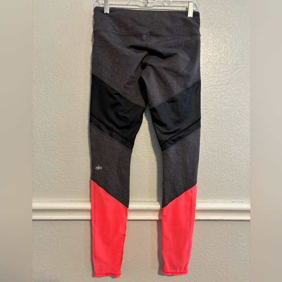ALO Sheila Mid-Rise Colorblock Leggings Stretch Elastic Waist Gray-Orange Size M - Picture 7 of 7